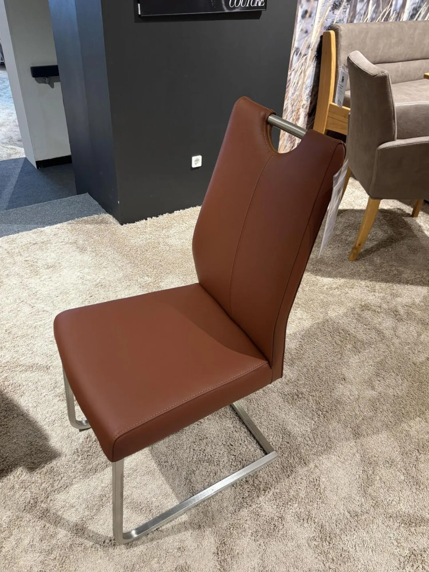 Carega Design Stuhlsets|6er Set Stuhl Emma Leder Toledo II Terra Braun Gestell Edelstahl Quadratisch