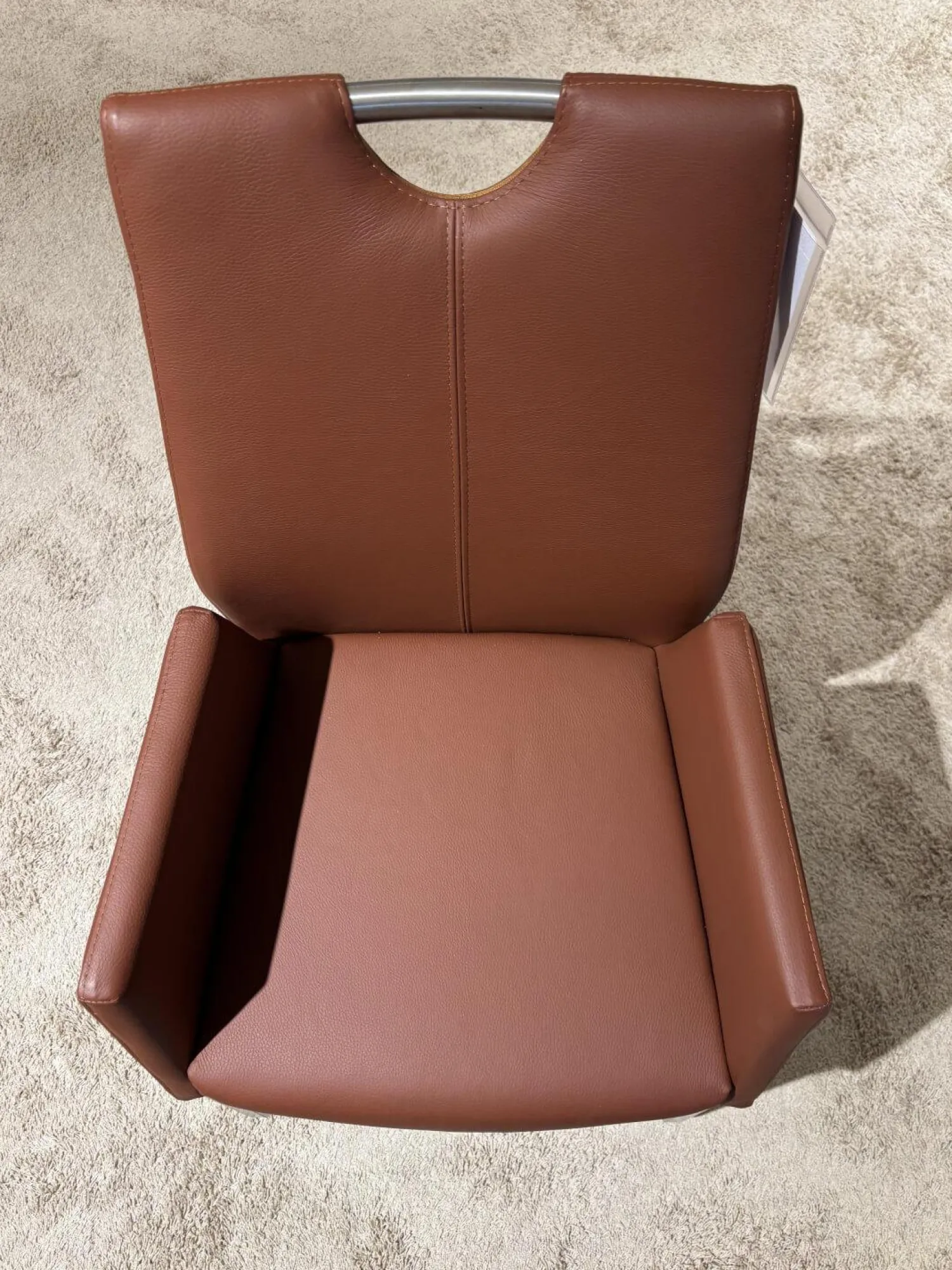 Carega Design Stuhlsets|6er Set Stuhl Emma Leder Toledo II Terra Braun Gestell Edelstahl Quadratisch