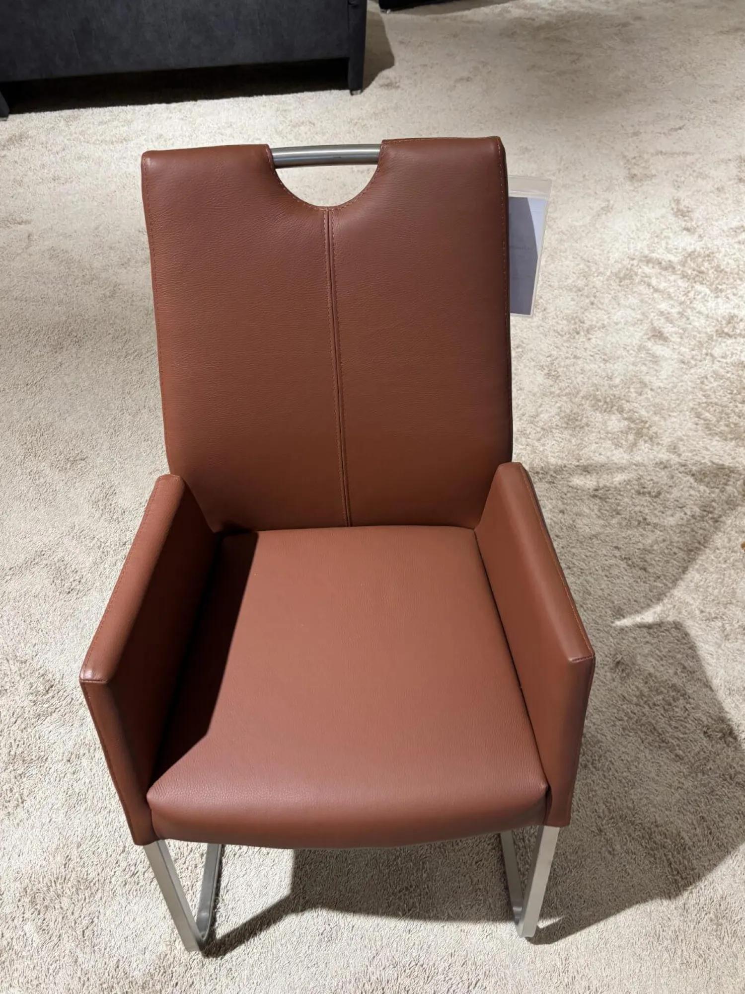 Carega Design Stuhlsets|6er Set Stuhl Emma Leder Toledo II Terra Braun Gestell Edelstahl Quadratisch