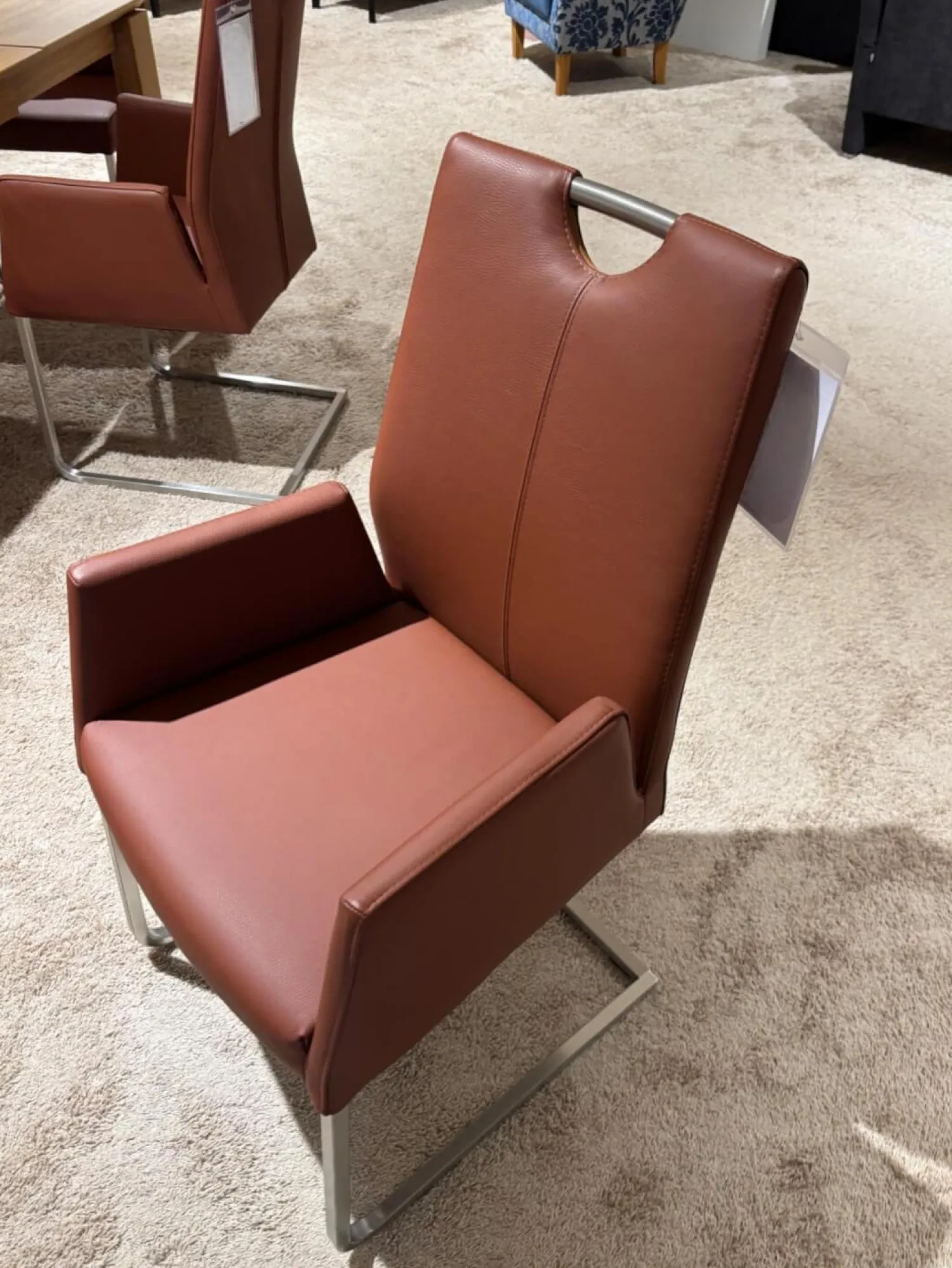 Carega Design Stuhlsets|6er Set Stuhl Emma Leder Toledo II Terra Braun Gestell Edelstahl Quadratisch