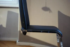 Team 7 Stuhlsets|6er Set Stuhl F1 Leder 70240 Schwarz Gestell Stahl Verchromt Glänzend