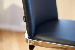 Team 7 Stuhlsets|6er Set Stuhl F1 Leder 70240 Schwarz Gestell Stahl Verchromt Glänzend