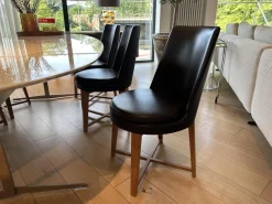 Flexform Stuhlsets|6er Set Stuhl Feel Good CM 48 Leder Pelle 41 Braun Gestell Canaletto Nussbaum