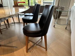 Flexform Stuhlsets|6er Set Stuhl Feel Good CM 48 Leder Pelle 41 Braun Gestell Canaletto Nussbaum