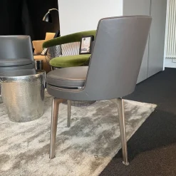 Flexform Stuhlsets|2-er Set Stuhl Feel Good Leder Grau Gestell Silber