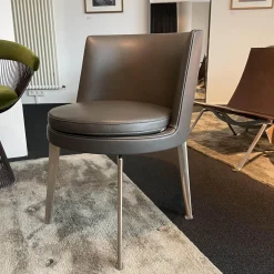 Flexform Stuhlsets|2-er Set Stuhl Feel Good Leder Grau Gestell Silber