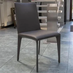 Bonaldo Stuhlsets|4er Set Stuhl Filly Up Leder Capri L04 Anthrazit Stahlgestell Mit Leder Bezogen