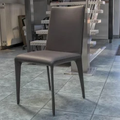 Bonaldo Stuhlsets|4er Set Stuhl Filly Up Leder Capri L04 Anthrazit Stahlgestell Mit Leder Bezogen