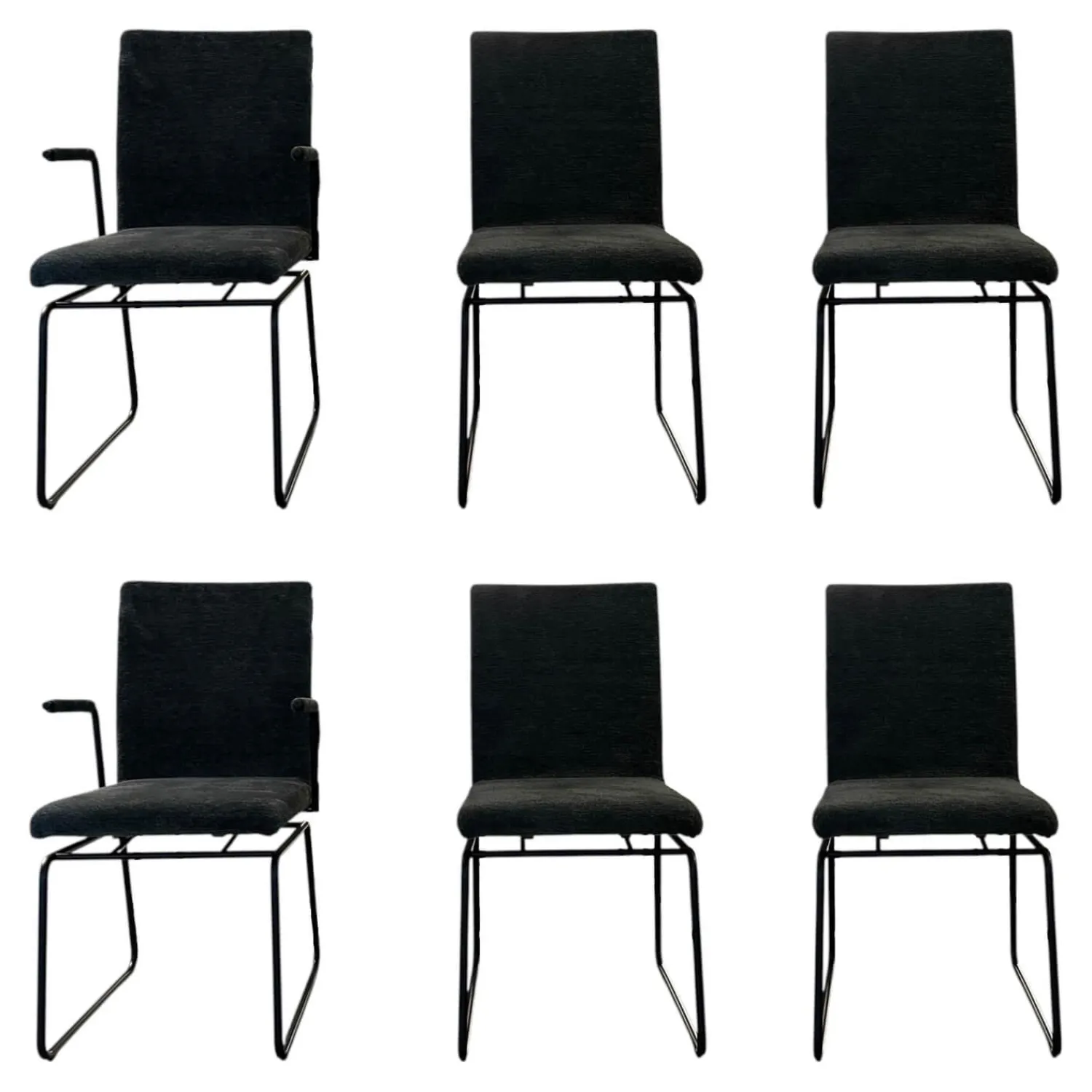 Bacher Stuhlsets|6er Set Stuhl Filon Stoff Cloud Hunter 156 Grün Kufengestell Metall Schwarz Tiefmatt Pulverbeschichtet Mit Schwingmechanik