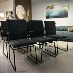 Bacher Stuhlsets|6er Set Stuhl Filon Stoff Cloud Hunter 156 Grün Kufengestell Metall Schwarz Tiefmatt Pulverbeschichtet Mit Schwingmechanik