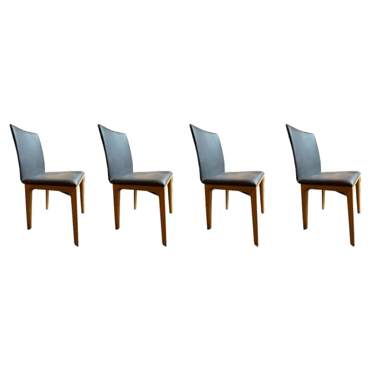 Scholtissek Stuhlsets|4er Set Stuhl Fira ll Anilinleder Novara Black Schwarz Gestell Eiche Natur Geölt