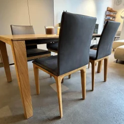 Scholtissek Stuhlsets|4er Set Stuhl Fira ll Anilinleder Novara Black Schwarz Gestell Eiche Natur Geölt