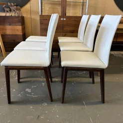 Scholtissek Stuhlsets|6er Set Stuhl Fugo Leder 2 48 Weiß Gestell Nussbaum Natur Geölt