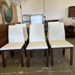 Scholtissek Stuhlsets|6er Set Stuhl Fugo Leder 2 48 Weiß Gestell Nussbaum Natur Geölt