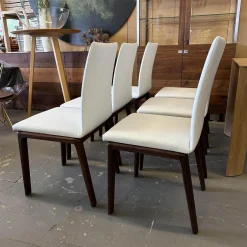 Scholtissek Stuhlsets|6er Set Stuhl Fugo Leder 2 48 Weiß Gestell Nussbaum Natur Geölt