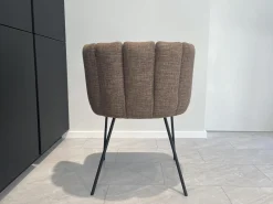 KFF Stuhlsets|4er Set Stuhl Gaia Sitzfläche Leder Rawhide 356 Schwarz Rücken Stoff Picasso 5363 Gold Braun 4 Fuß Rundrohrgestell Metall Schwarz