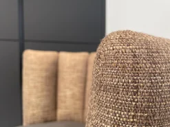 KFF Stuhlsets|4er Set Stuhl Gaia Sitzfläche Leder Rawhide 356 Schwarz Rücken Stoff Picasso 5363 Gold Braun 4 Fuß Rundrohrgestell Metall Schwarz