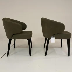 Werther Stuhlsets|2er Set Stuhl George Bezug Leder L9999F Velvet Grau Braun Holzgestell Füße Schwarz Gebeizt