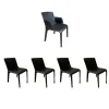Walter Knoll Stuhlsets|5er Set Stuhl Gio Anilinleder Elen Schwarz Oberfläche Gewachst