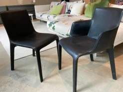 Walter Knoll Stuhlsets|5er Set Stuhl Gio Anilinleder Elen Schwarz Oberfläche Gewachst