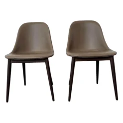 Menu Stuhlsets|2er Set Stuhl Harbour Leder Dakar Grey Braun Grau Gestell Eiche Dunkel Gebeizt