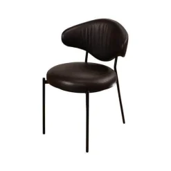 KFF Stuhlsets|3er Set Stuhl Icon Leder Sauvage Moro Schwarz Gestell Rundrohr Schwarz