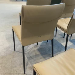 Cattelan Italia Stuhlsets|8er Set Stuhl Isabel Softleder Safari Beige Füße Metall Graphit Anthrazit Matt