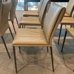 Cattelan Italia Stuhlsets|8er Set Stuhl Isabel Softleder Safari Beige Füße Metall Graphit Anthrazit Matt