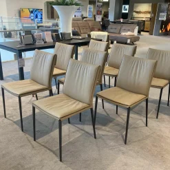 Cattelan Italia Stuhlsets|8er Set Stuhl Isabel Softleder Safari Beige Füße Metall Graphit Anthrazit Matt