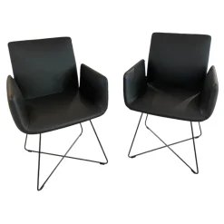 COR Stuhlsets|2er Set Stuhl Jalis Leder 179 Mocca Schwarz Gestell M20 Lack Schwarz