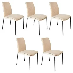 Christine Kröncke Stuhlsets|5er Set Stuhl Jaro 100 Stoff Frozen Harmony Beige Gestell Vierfuß Schwarz