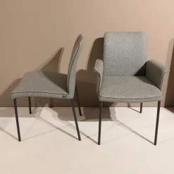 Christine Kröncke Stuhlsets|6er Set Stuhl Jaro 200 Stoff Matteo 033 Muscio Grau Keder Comfort Schwarz Gestell Schwarz Pulverbeschichtet Mit Kunststoffgleitern Ohne Tisch