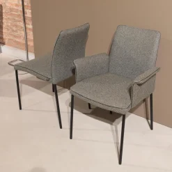 Christine Kröncke Stuhlsets|6er Set Stuhl Jaro 200 Stoff Matteo 033 Muscio Grau Keder Comfort Schwarz Gestell Schwarz Pulverbeschichtet Mit Kunststoffgleitern Ohne Tisch