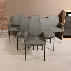 Christine Kröncke Stuhlsets|6er Set Stuhl Jaro 200 Stoff Matteo 033 Muscio Grau Keder Comfort Schwarz Gestell Schwarz Pulverbeschichtet Mit Kunststoffgleitern Ohne Tisch