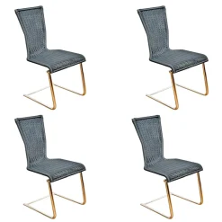 Bacher Stuhlsets|4er Set Stuhl Jimmy Saleen Geflecht Schwarz Gestell Chrom