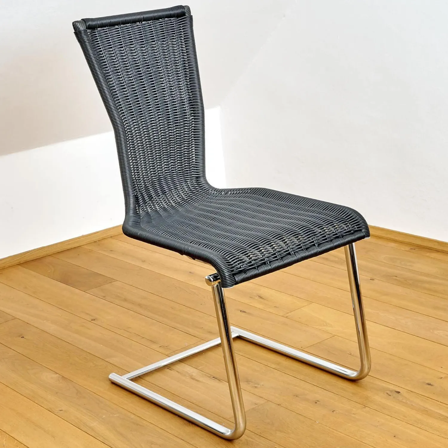 Bacher Stuhlsets|4er Set Stuhl Jimmy Saleen Geflecht Schwarz Gestell Chrom