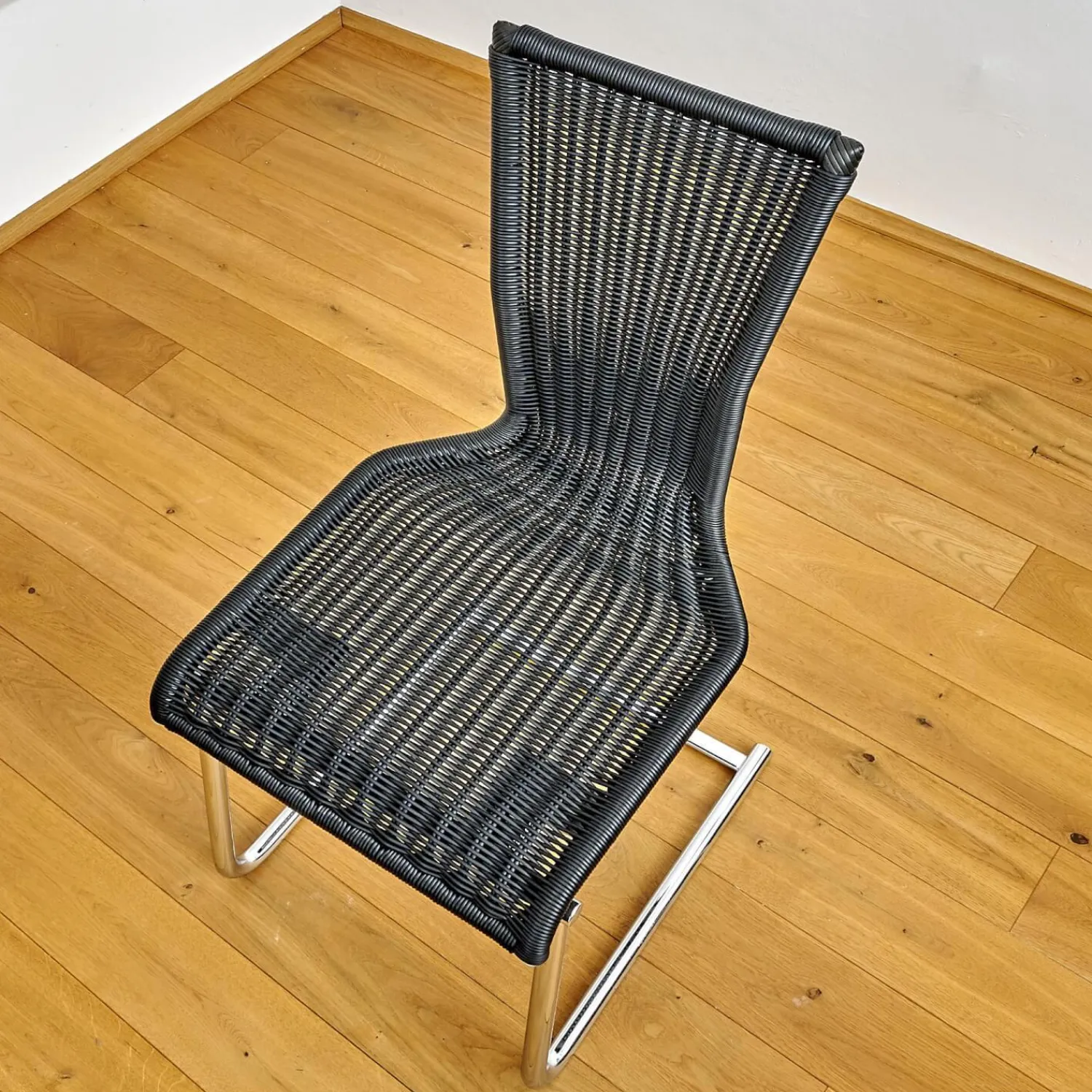 Bacher Stuhlsets|4er Set Stuhl Jimmy Saleen Geflecht Schwarz Gestell Chrom