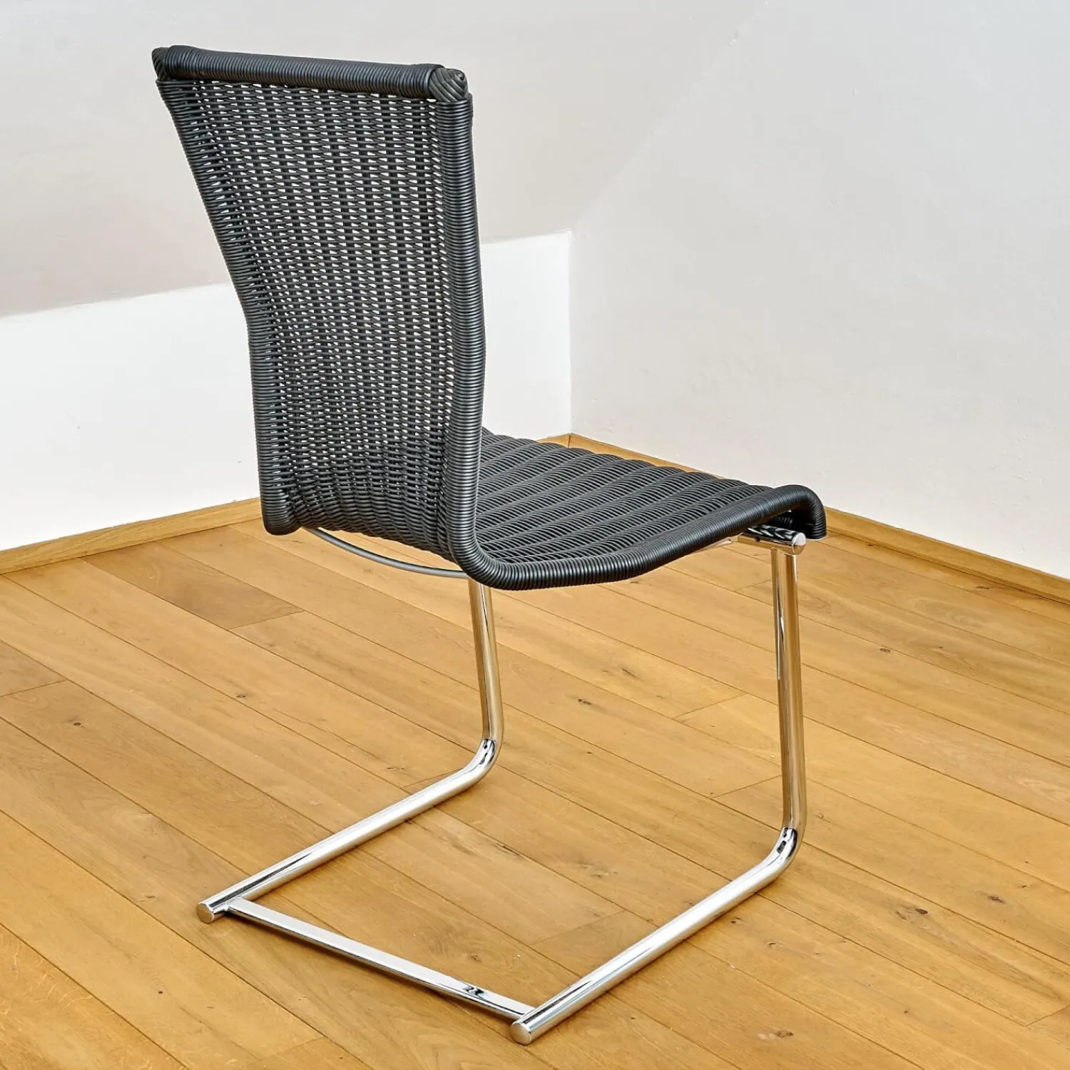 Bacher Stuhlsets|4er Set Stuhl Jimmy Saleen Geflecht Schwarz Gestell Chrom