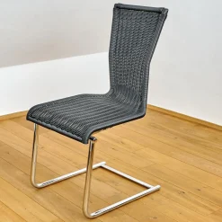 Bacher Stuhlsets|4er Set Stuhl Jimmy Saleen Geflecht Schwarz Gestell Chrom