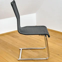 Bacher Stuhlsets|4er Set Stuhl Jimmy Saleen Geflecht Schwarz Gestell Chrom