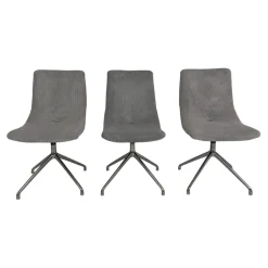 Werther Stuhlsets|3er Set Stuhl Jona Ohne Armlehne Bezug U9999E Grau Fußkreuz Chrom Mit Drehbeschlag