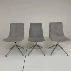 Werther Stuhlsets|3er Set Stuhl Jona Ohne Armlehne Bezug U9999E Grau Fußkreuz Chrom Mit Drehbeschlag