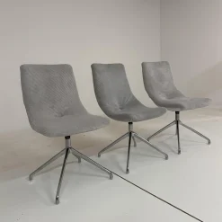 Werther Stuhlsets|3er Set Stuhl Jona Ohne Armlehne Bezug U9999E Grau Fußkreuz Chrom Mit Drehbeschlag