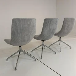 Werther Stuhlsets|3er Set Stuhl Jona Ohne Armlehne Bezug U9999E Grau Fußkreuz Chrom Mit Drehbeschlag