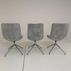 Werther Stuhlsets|3er Set Stuhl Jona Ohne Armlehne Bezug U9999E Grau Fußkreuz Chrom Mit Drehbeschlag