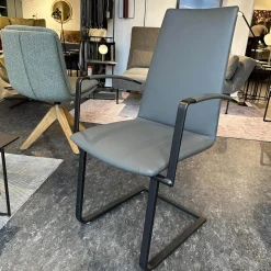 Bacher Stuhlsets|3er Set Stuhl Karma Leder Toledo Anthrazit Gestell Flachstahl Schwarz Mit Und Ohne Armlehnen