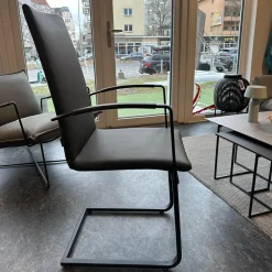 Bacher Stuhlsets|3er Set Stuhl Karma Leder Toledo Anthrazit Gestell Flachstahl Schwarz Mit Und Ohne Armlehnen