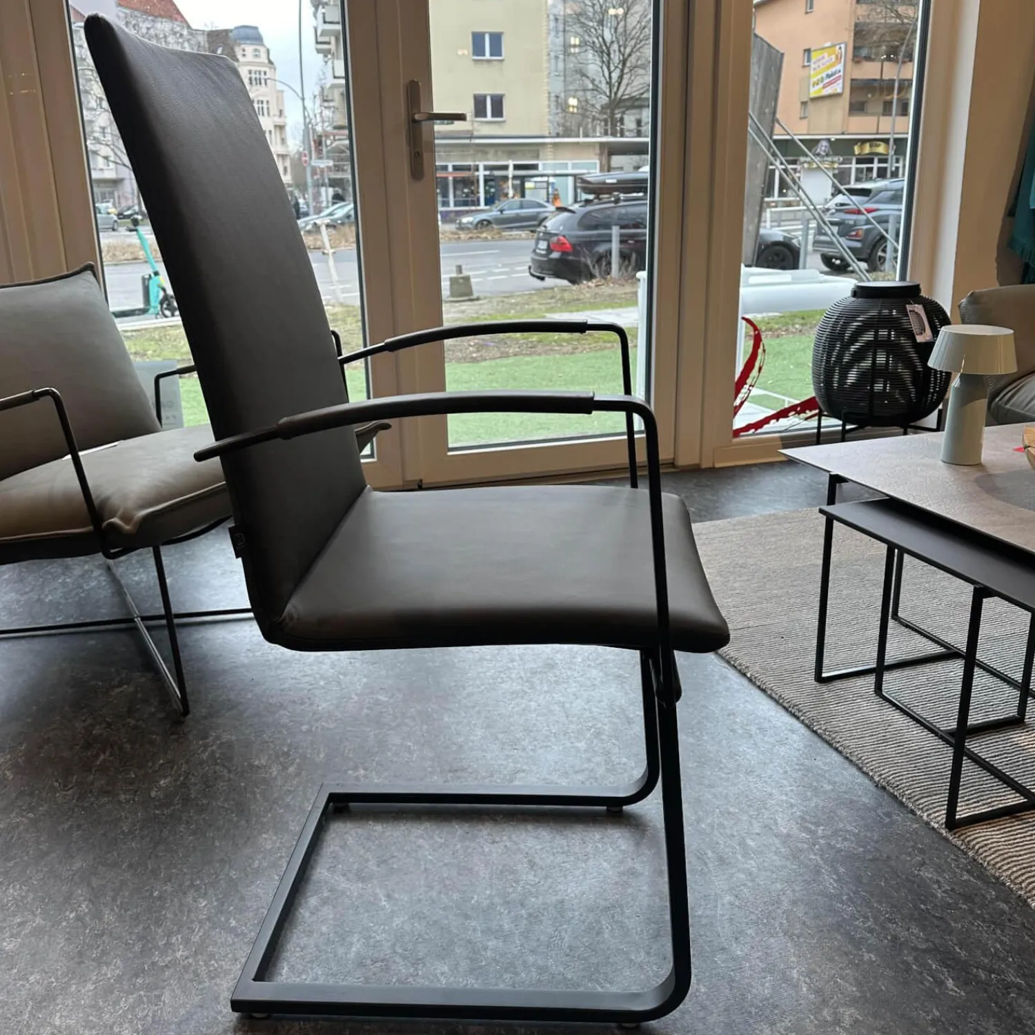 Bacher Stuhlsets|3er Set Stuhl Karma Leder Toledo Anthrazit Gestell Flachstahl Schwarz Mit Und Ohne Armlehnen