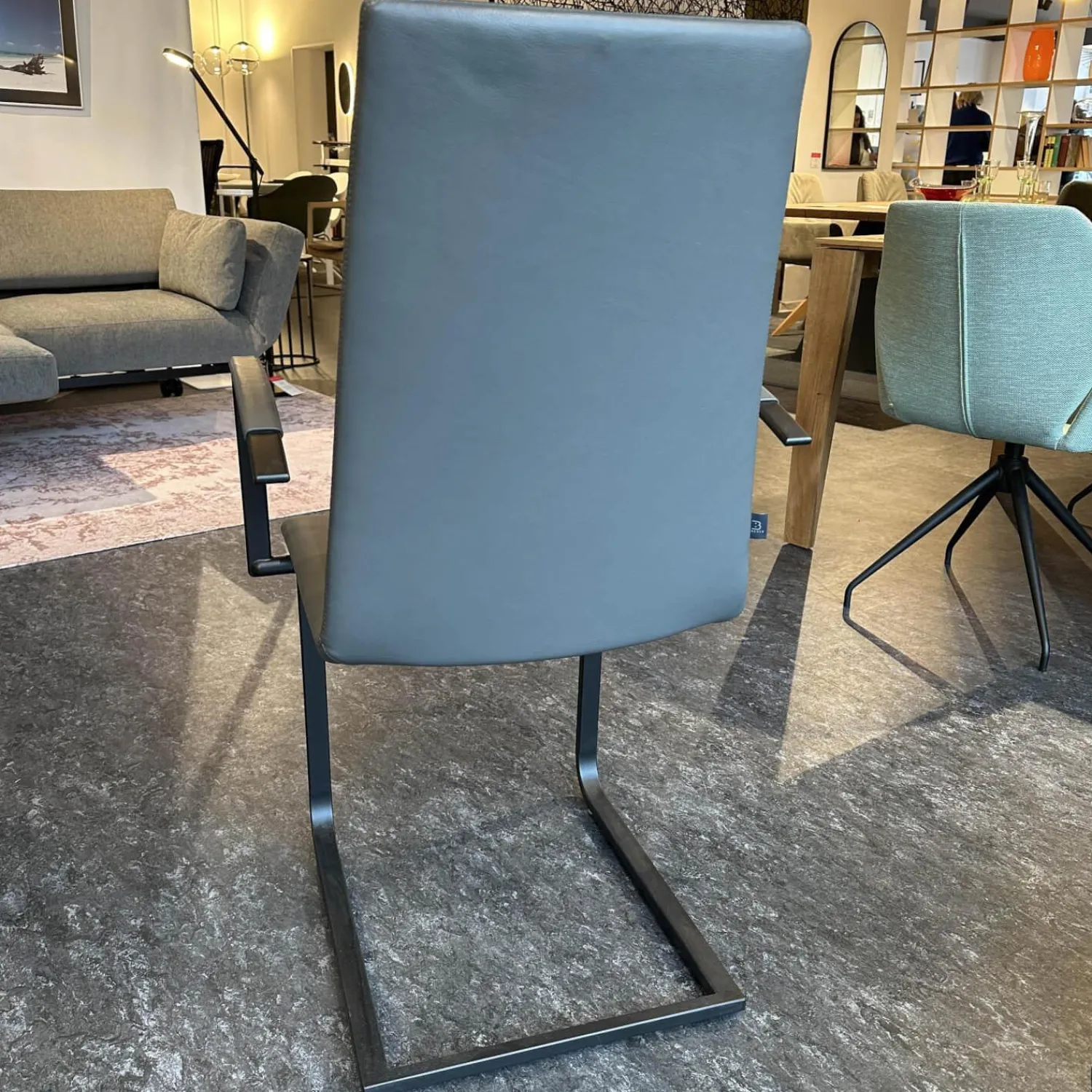 Bacher Stuhlsets|3er Set Stuhl Karma Leder Toledo Anthrazit Gestell Flachstahl Schwarz Mit Und Ohne Armlehnen