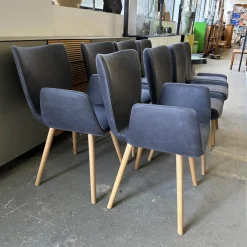 Scholtissek Stuhlsets|8er Set Stuhl Kasaar Leder Novera 0523 Black Off Schwarz Gestell Knorrige Eiche Natur Geölt